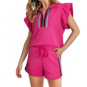 NEW AAPPARELLA alice flutter sleeve short set in pink